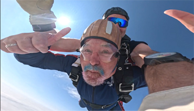 Jock Mcinnes during the tandem skydive over St Andrews