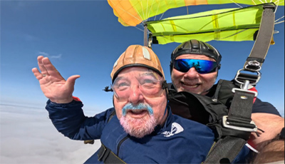 Jock Mcinnes after completing the tandem skydive challenge